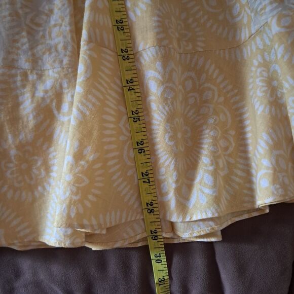 Ann Taylor Loft Skirt Women's 6 Midi Yellow White Floral Patterned Linen Blend - Picture 6 of 6